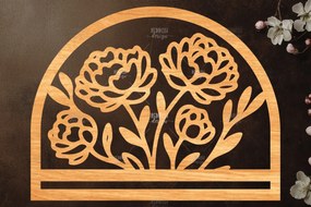 Σετ των 2 Intra απο ξύλο plywood  Χρώμα wenge 3mm-4mm πάχος - Φλοράλ Μακραμέ θήκη κοπής με λέιζερ Δίασταση 20x20 cm INTRAFABR-99350819