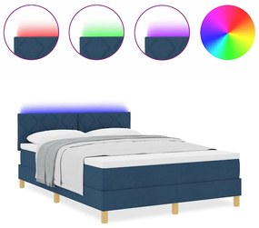 vidaXL Κρεβάτι με ελατήρια με στρώμα Μπλε 140 x 200 cm ύφασμα