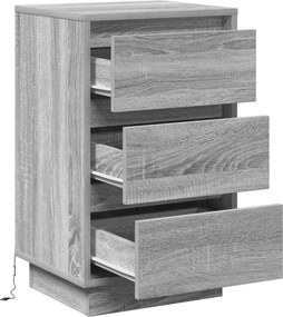vidaXL Κομοδίνο Γκρι 39 x 34,5 x 65 εκ. Επεξεργασμένο ξύλο