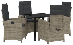 vidaXL Σέτ φαγητού για κήπο 5 pcs Γκρι συνθετικό ρατάν