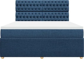 vidaXL Κρεβάτι Boxspring με Στρώμα Μπλε 180x200 εκ. Υφασμάτινο