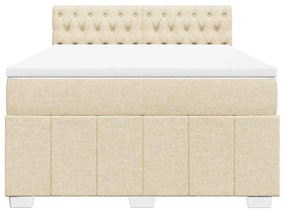 vidaXL Κρεβάτι Boxspring με Στρώμα Κρεμ 140x190 εκ. Υφασμάτινο