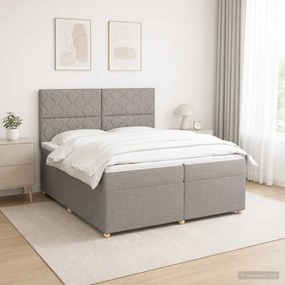 vidaXL Κρεβάτι box spring με στρώμα Taupe 200 x 200 cm Ύφασμα
