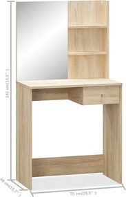 vidaXL Μπουντουάρ Χρ. Δρυός 75 x 40 x 141 εκ. από Επεξ. Ξύλο