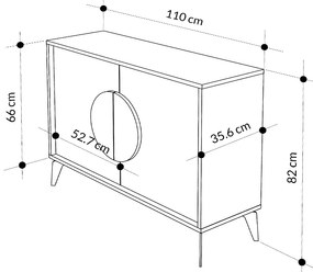 Μπουφές Gora Megapap χρώμα ανοιχτό καρυδί 110x35,6x82εκ.