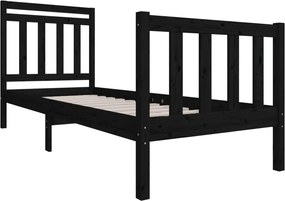 vidaXL Πλαίσια κρεβατιού Μαύρο 75 x 190 cm Solid Pine Wood