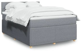 vidaXL Κρεβάτι Boxspring με Στρώμα Ανοιχτό Γκρι 140x200 εκ. Υφασμάτινο