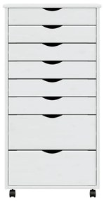 Ντουλάπι Κυλιόμενο με Συρτάρια MOSS Λευκό από Μασίφ Ξύλο Πεύκου - Λευκό