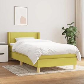 vidaXL Κρεβάτι Boxspring με Στρώμα Πράσινο 100 x 200 εκ. Υφασμάτινο