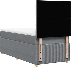 vidaXL Κρεβάτι Boxspring με Στρώμα Ανοιχτό Γκρι 90x190 εκ. Υφασμάτινο