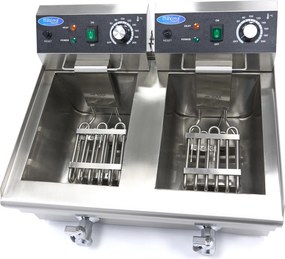 Deep Fryer - 2 x 10L - 2 Baskets - with Drain Tap