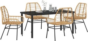 vidaXL Σέτ φαγητού για κήπο 5 pcs Καφέ συνθετικό ρατάν