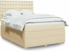 vidaXL Κρεβάτι Boxspring με Στρώμα Κρεμ 140x190 εκ. Υφασμάτινο