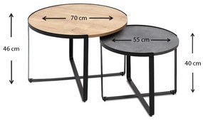 Τραπέζι σαλονιού Davis Megapap 2τμχ. μεταλλικά - μελαμίνης sonoma/ανθρακί 70x69x46εκ. - Μελαμίνη - GP028-0072,1