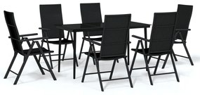 vidaXL Σετ Τραπεζαρίας Κήπου 7 Τεμαχίων Μαύρο