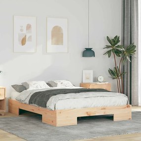 vidaXL Σκελετός Κρεβατιού Καφέ 135 x 190 cm