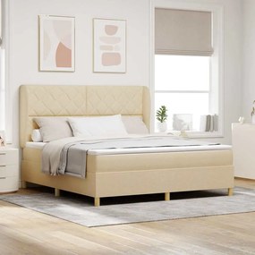 κρεβάτι Box Spring vidaXL με στρώμα κρεμ 180x200 εκ. ύφασμα