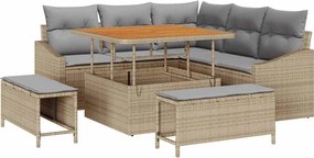 vidaXL Σετ Καναπέ Κήπου 8 τμχ. 7-Αριθμός καθισμάτων Μπεζ Πολυ ράταν