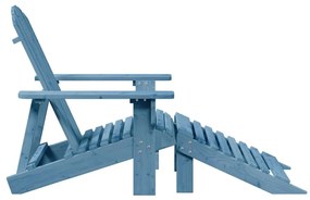 Καρέκλα Adirondack με Υποπόδιο Μπλε από Ξύλο Ελάτης - Μπλε