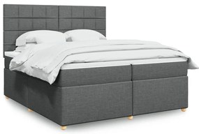vidaXL Κρεβάτι Boxspring με Στρώμα Σκούρο Γκρι 200x200 εκ. Υφασμάτινο