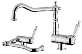 Bugnatese Oxford 7596-100 Μπαταρία Κουζίνας Χρωμέ/Λευκή Με Περιστρεφόμενο-Ανακλινόμενο Ρουξούνι Για Χρήση Παραθύρου