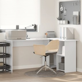 vidaXL Γραφείο με ράφι Λευκό 142 x 102 x 73 εκ Επεξεργασμένο ξύλο