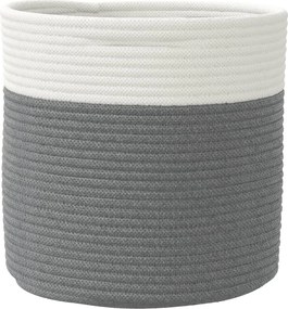 vidaXL Καλάθια Αποθήκευσης 2 τεμ. Γκρι/Λευκό Ø28 x 28 εκ. Βαμβακερά
