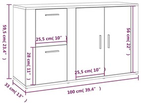 Ντουλάπι Γκρι Σκυροδέματος 100x33x59,5 εκ. Επεξεργασμένο Ξύλο - Γκρι