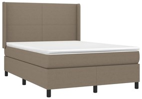vidaXL Κρεβάτι Boxspring με Στρώμα &amp; LED Taupe 140x190 εκ. Υφασμάτινο