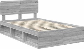 vidaXL Σκελετός Κρεβατιού Γκρι Sonoma 135 x 190 cm
