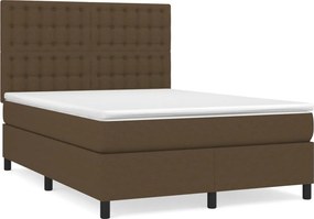 vidaXL Κρεβάτι Boxspring με Στρώμα Σκούρο Καφέ 140x200 εκ Υφασμάτινο