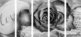 Εικόνα 5 τμημάτων ροζ σε ασπρόμαυρο Love - 100x50