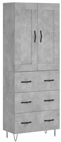 vidaXL Ντουλάπι Γκρι Σκυροδέματος 69,5x34x180 εκ. Επεξεργασμένο Ξύλο