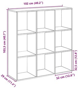 Βιβλιοθήκη/Διαχωριστικό Χώρου Γκρι 102x29x103,5 εκ. Επεξ. Ξύλο - Γκρι