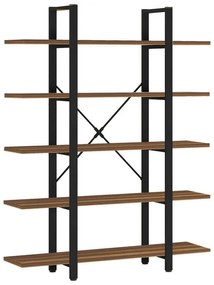 Bookcase Esthon walnut-black metal 120x28x180cm 120x28x180 εκ.