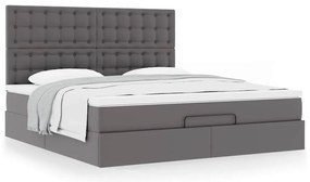 vidaXL Οθωμανικό κρεβάτι με στρώμα Γκρι 180x200cm Faux Leather