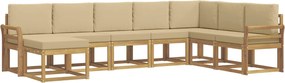 vidaXL Σειρά Καναπέ Εξωτερικού με μαξιλάρι 8 pcs Λευκό και Μπεζ