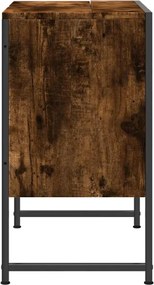 vidaXL Ντουλάπι Νιπτήρα Μπάνιου Καπνιστή Δρυς 60x33x60 εκ. Επεξ. Ξύλο