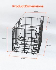 VEVOR Rear Bike Basket Folding Bicycle Basket Cargo Net Liner Waterproof Cover