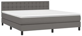 ΚΡΕΒΑΤΙ BOXSPRING ΜΕ ΣΤΡΩΜΑ &amp; LED ΓΚΡΙ 180X200 ΕΚ. ΣΥΝΘ. ΔΕΡΜΑ 3134241