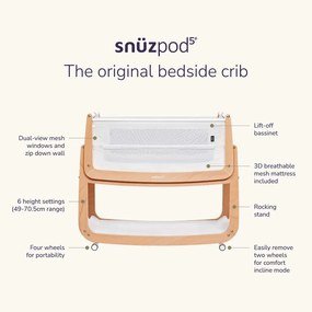 SNUZ Βρεφικό Λίκνο SnuzPod5 Natural