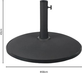 Βάση ομπρέλας Blissful τσιμέντο μαύρο 50kg Φ58εκ 58x58x43 εκ.