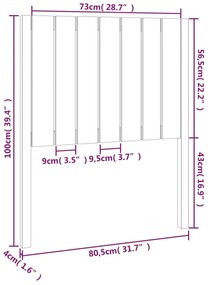 vidaXL Κεφαλάρι Κρεβατιού Μελί 80,5 x 4 x 100 εκ. Μασίφ Ξύλο Πεύκου