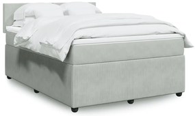 vidaXL Κρεβάτι Boxspring με Στρώμα Ανοιχτό Γκρι 160x200 εκ. Βελούδινο