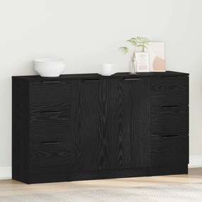 vidaXL Πλαϊνό γραφείο με συρτάρι 3 pcs Μαύρη Οξυά Επεξεργασμένο ξύλο
