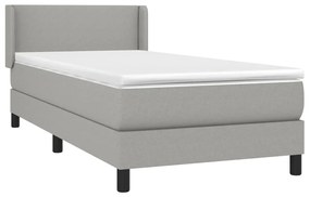 Κρεβάτι Boxspring με Στρώμα Ανοιχτό Γκρι 90x190 εκ. Υφασμάτινο - Γκρι