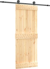 vidaXL Συρόμενη Πόρτα Φυσικό και Μαύρο 80 x 210 cm