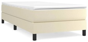 vidaXL Κρεβάτι Boxspring με Στρώμα Κρεμ 100x200εκ. από Συνθετικό Δέρμα