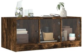 vidaXL Τραπεζάκι Σαλονιού Καπνιστή Δρυς 102x50x42εκ με Γυάλινες Πόρτες