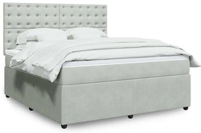 vidaXL Κρεβάτι Boxspring με Στρώμα Ανοιχτό Γκρι 180x200 εκ. Βελούδινο